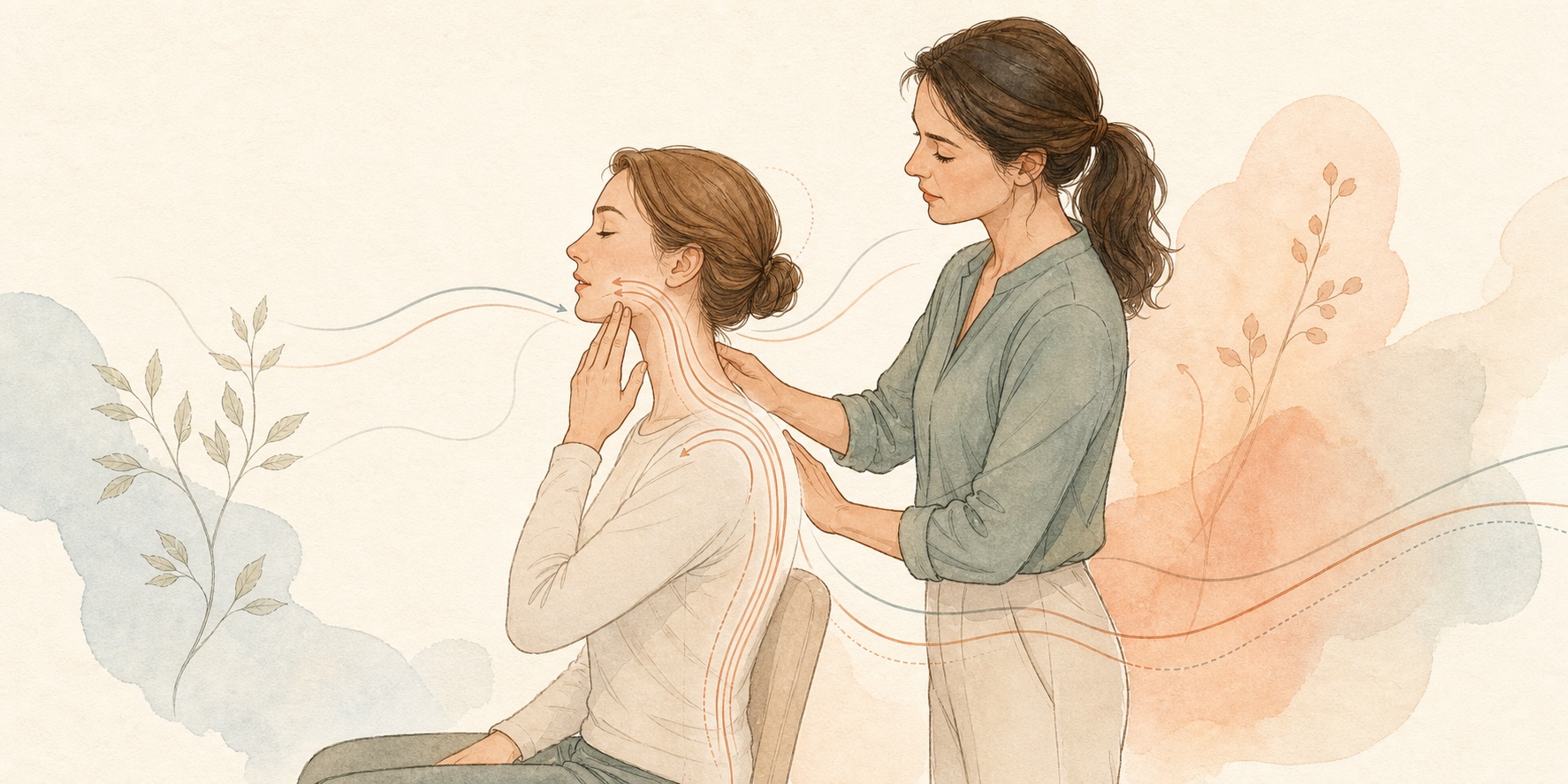 Physical therapist helping a patient with jaw and neck alignment